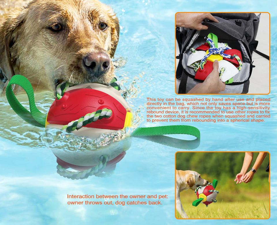 Dog Toys Soccer Ball with Grab Tabs, Interactive Dog Toys, Puppy Gifts, Dog Tug Toy, Dog Water Toy, Durable Dog Balls for Dog