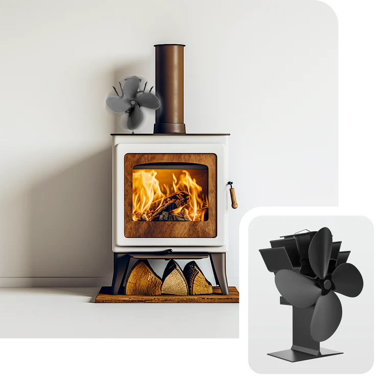 "Elevate Your Home Heating with the Safe and Quiet Fireplace and Wood Stove Fan"