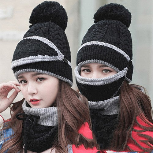 3PCS WOMEN WINTER SCARF SET