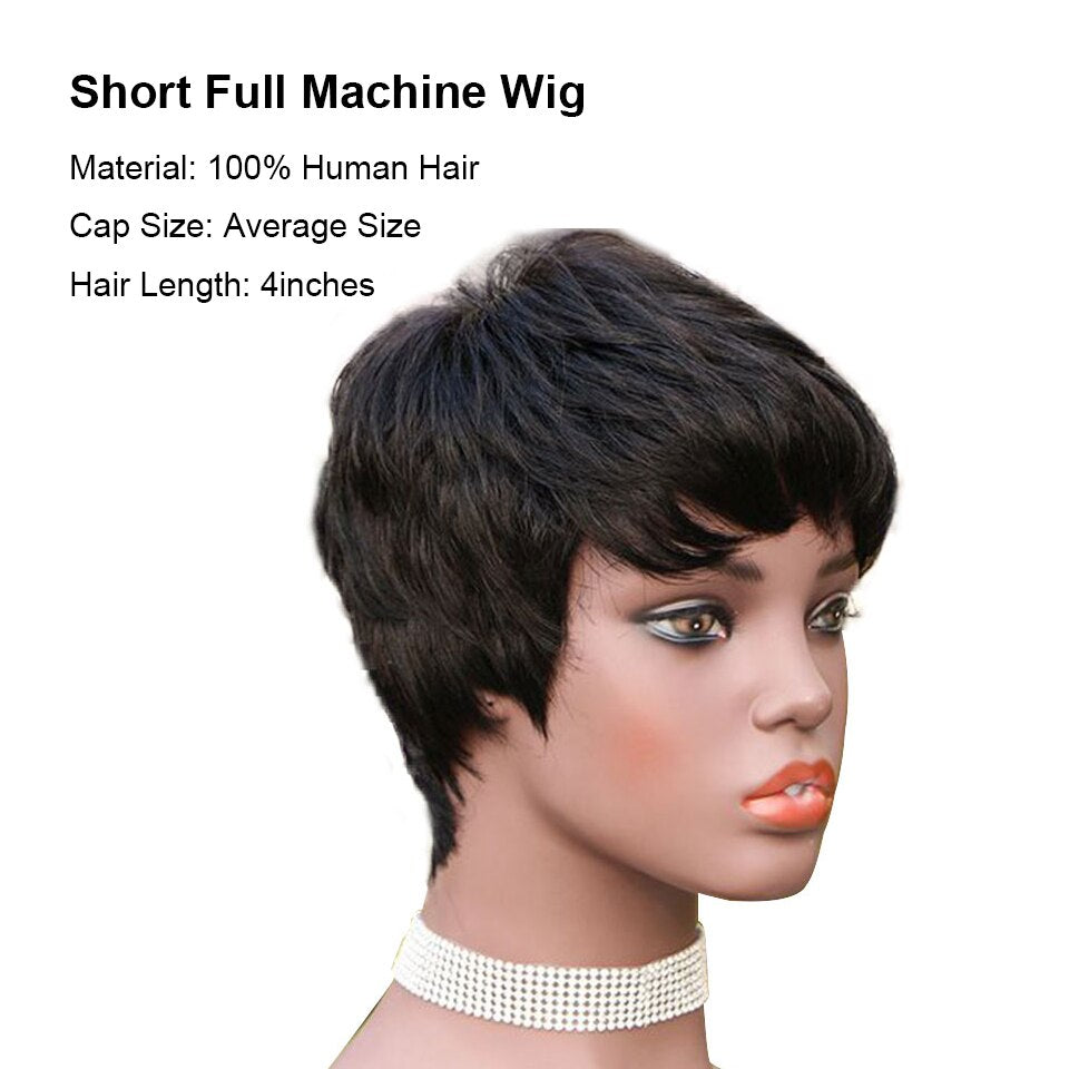 MARINA  WIG Short Pixie Cut Wigs Brazilian Wave Bob Human Hair Wigs Remy Hair Boy Cut Wig