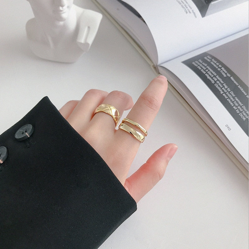 Double Row Geometric Adjustable Ring Posted