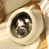 Cute Cat Hiding Warm Cozy House Bed