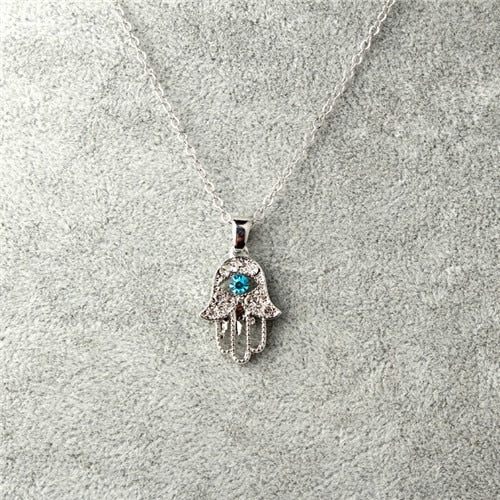 Crystal Hand Of Hamsa Necklace