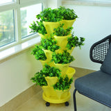 Stackable Plants Pot - 6 Trays+ Wheel Tray