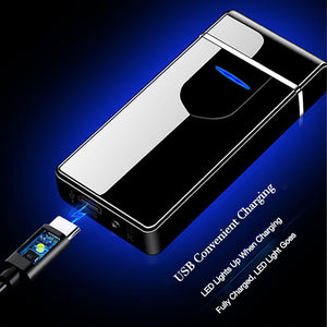 Electric Lighter Rechargeable USB, USB Lighter with Dual Arc, Electric Lighter, Flameless Windproof Rechargeable Lighter for Camping Hiking Outdoor Adventure, LED Battery Indicator