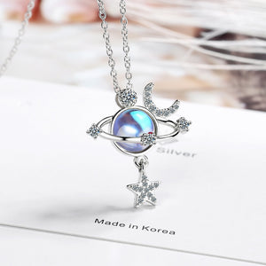 Moon & Stars Planet Necklace