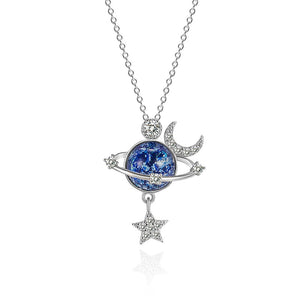 Moon & Stars Planet Necklace
